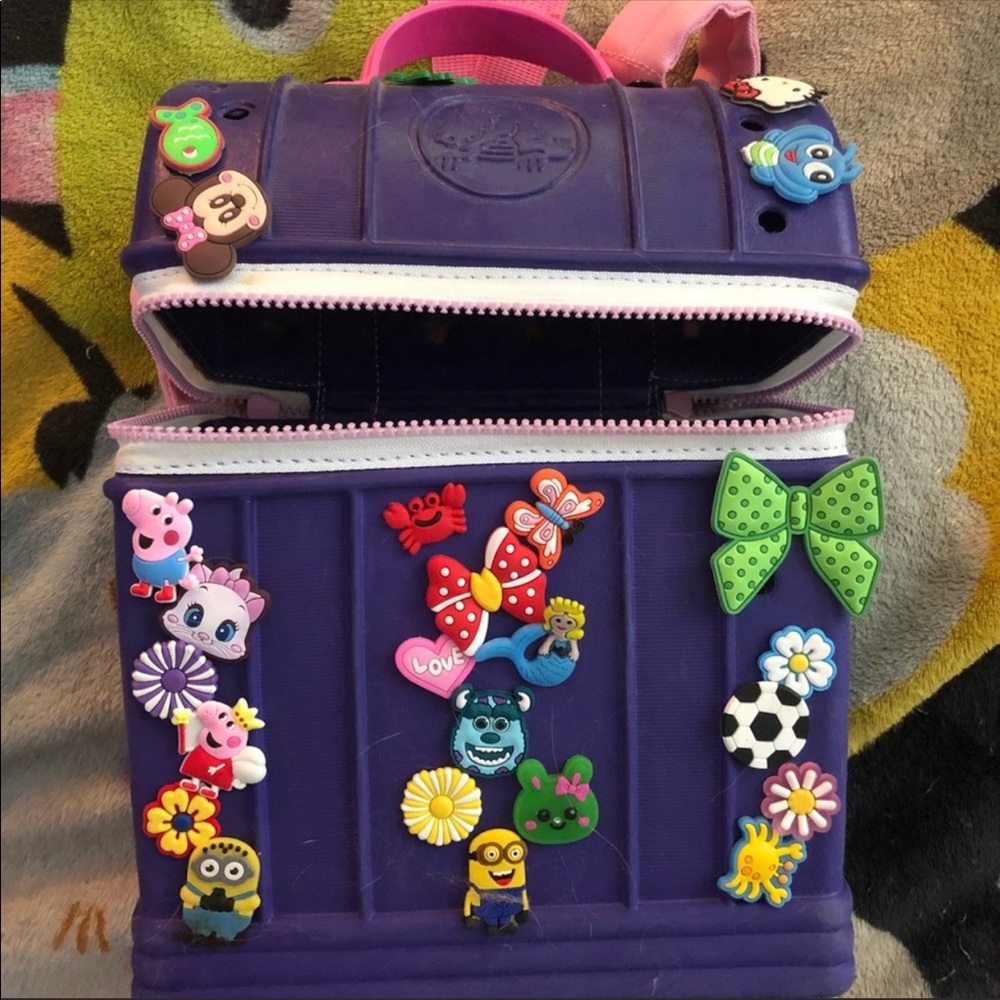 Crocs mini backpack purple pink straps jibbitz inc